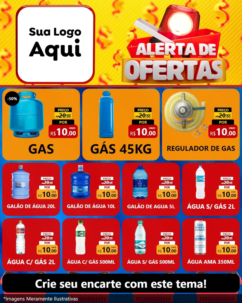 Modelo de Rede Social para Feed Instagram com o tema Alerta de Ofertas para Água e gás