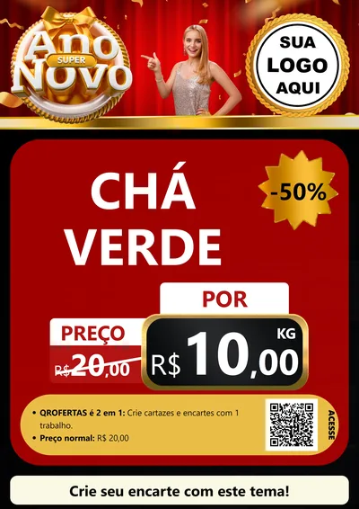 Modelo de Cartaz para Cartaz A4 Vertical com o tema Super Ano Novo para Produtos Naturais