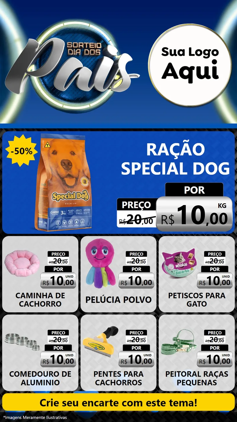 Modelo de Rede Social para Stories com o tema Sorteio Dia Dos Pais para Pet Shop