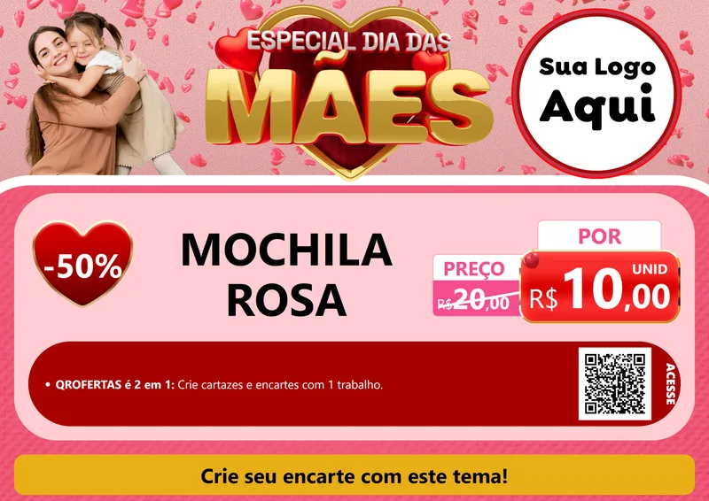 Modelo de Cartaz para Cartaz A4 Horizontal com o tema Especial Dia Das Mães para Papelaria