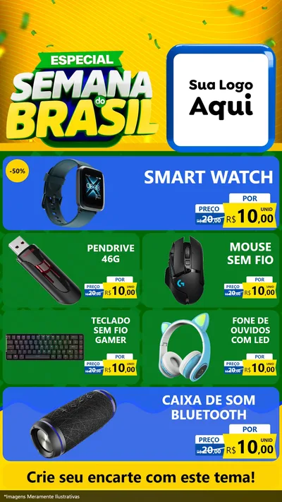 Modelo de TV para TV Vertical com o tema Especial Semana do Brasil para Informática