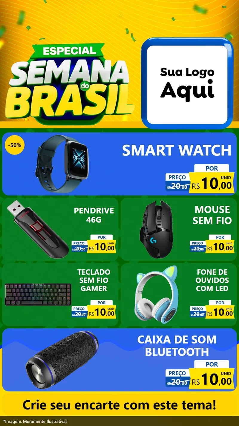 Modelo de TV para TV Vertical com o tema Especial Semana do Brasil para Informática