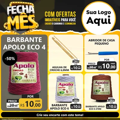 Modelo de Rede Social para Feed Facebook com o tema Fecha Mês para Armarinho e Aviamentos
