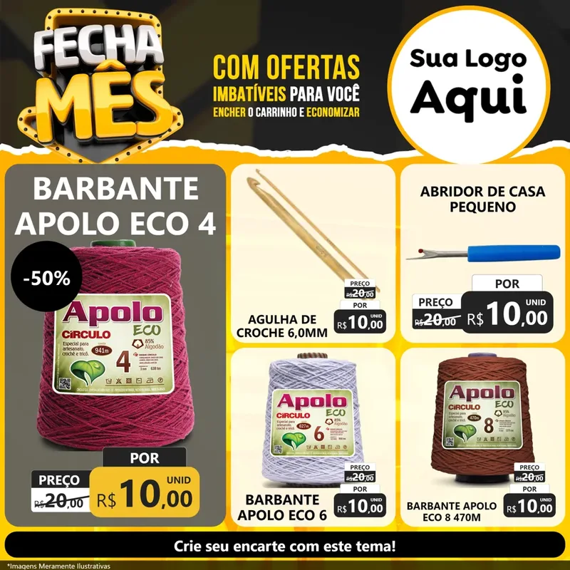 Modelo de Rede Social para Feed Facebook com o tema Fecha Mês para Armarinho e Aviamentos