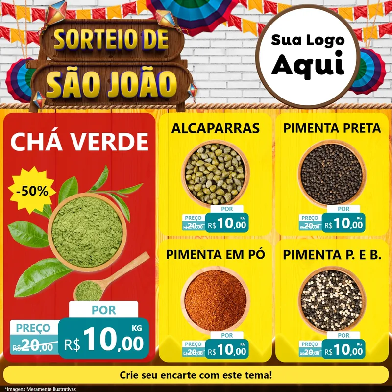 Modelo de Rede Social para Feed Facebook com o tema Sorteio de São João para Produtos Naturais