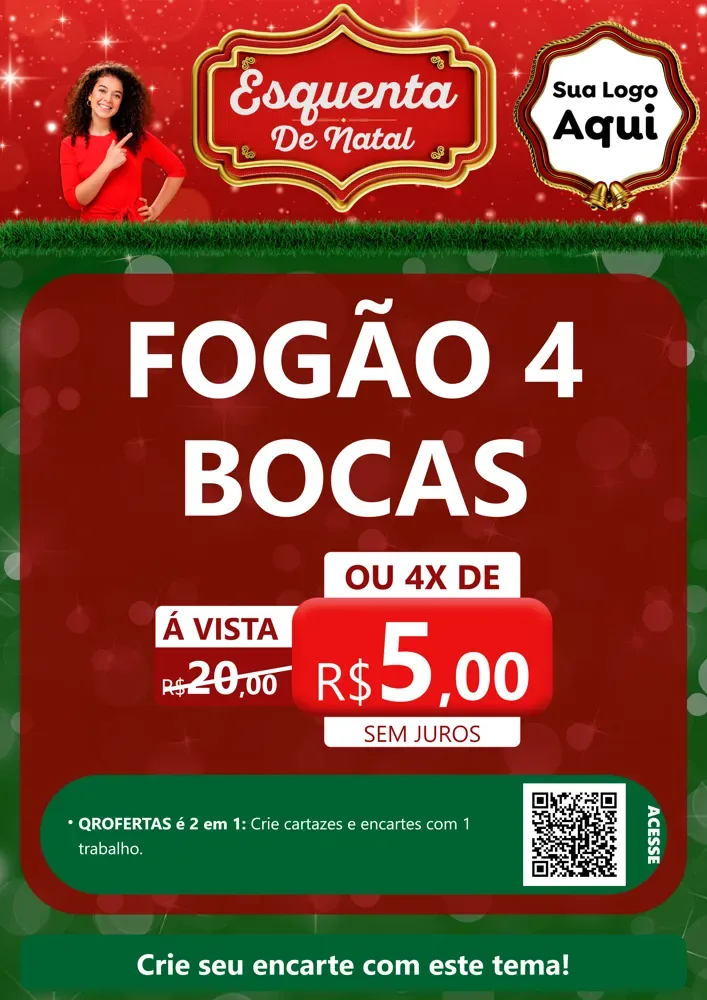 Modelo de Cartaz para Cartaz A4 Vertical com o tema Esquenta de Natal para Móveis e Eletro