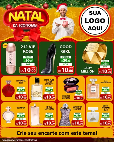 Modelo de Rede Social para Feed Instagram com o tema Natal da Economia para Perfumes