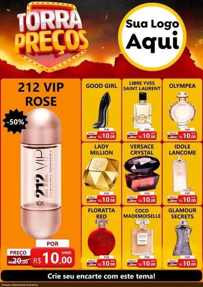 Modelo de Encarte para Encarte A4 Vertical com o tema Torra Preços para Perfumes