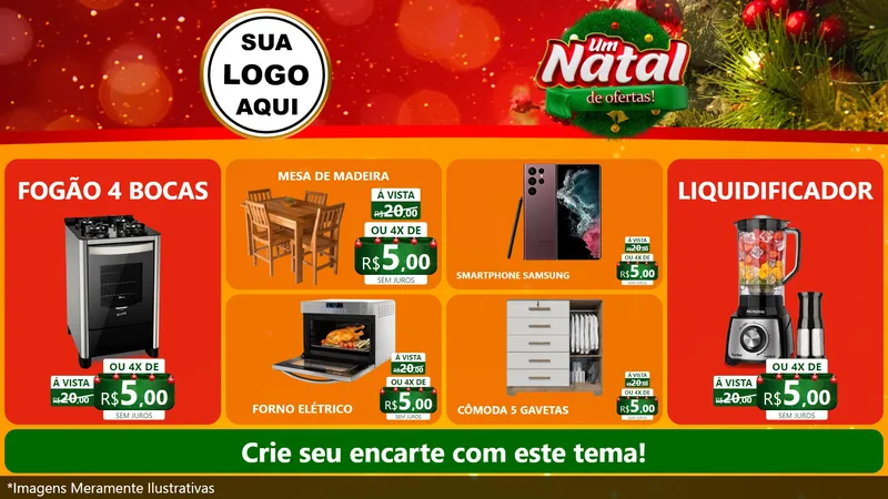 Modelo de TV para TV Horizontal com o tema Um Natal de Ofertas para Móveis e Eletro