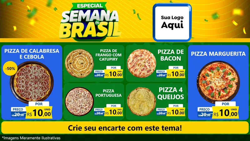 Modelo de TV para TV Horizontal com o tema Especial Semana do Brasil para Pizzaria