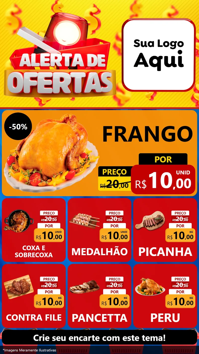 Modelo de Rede Social para Stories com o tema Alerta de Ofertas para Assados
