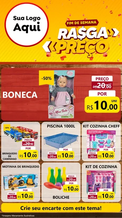 Modelo de Rede Social para Stories com o tema Fim de Semana Rasga Preços para Brinquedos
