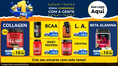 Modelo de TV para TV Horizontal com o tema Um Mês de Aniversário para Suplementos alimentares