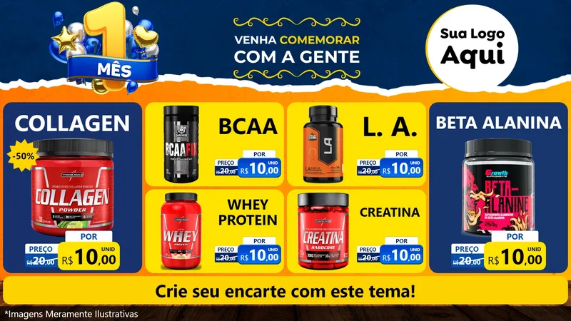 Modelo de TV para TV Horizontal com o tema Um Mês de Aniversário para Suplementos alimentares