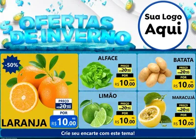 Modelo de Encarte para Encarte A4 Horizontal com o tema Ofertas de Inverno para Hortifrúti
