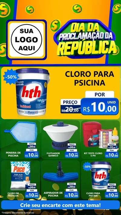 Modelo de Rede Social para Stories com o tema Dia Da Proclamação da República para Produtos para Piscina