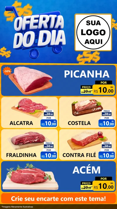 Modelo de TV para TV Vertical com o tema Oferta do Dia para Açougue
