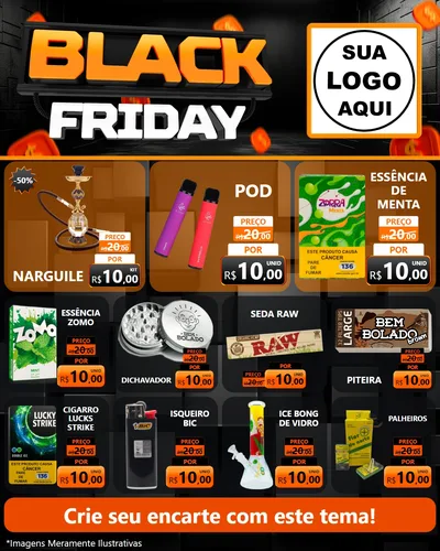 Modelo de Rede Social para Feed Instagram com o tema Black Friday para Tabacaria