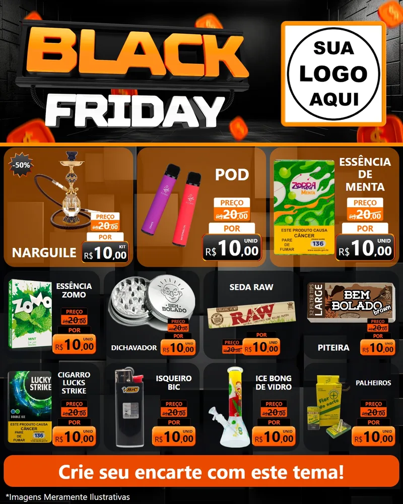 Modelo de Rede Social para Feed Instagram com o tema Black Friday para Tabacaria
