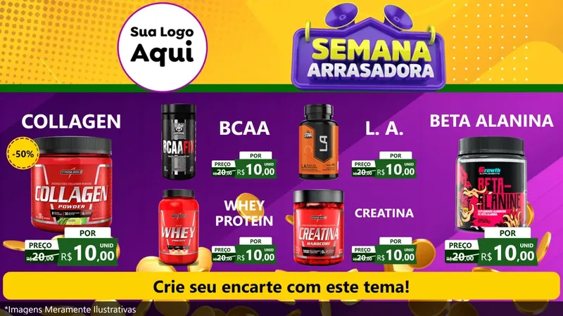 Modelo de TV para TV Horizontal com o tema Semana Arrasadora para Suplementos alimentares