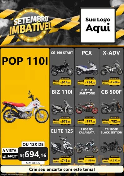 Modelo de Encarte para Encarte A4 Vertical com o tema Setembro Imbatível para Concessionaria de Motos