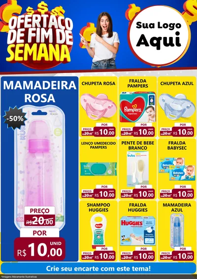 Modelo de Encarte para Encarte A4 Vertical com o tema Ofertaço de Fim de Semana para Bebês