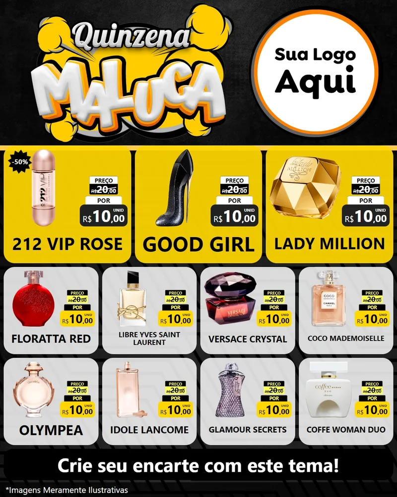 Modelo de Rede Social para Feed Instagram com o tema Quinzena Maluca para Perfumes
