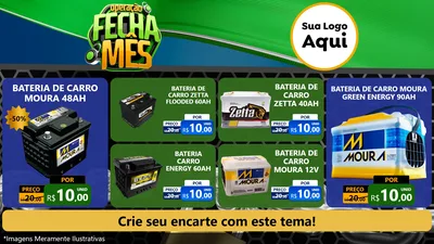 Modelo de TV para TV Horizontal com o tema Operação Fecha Mês para Baterias Elétricas