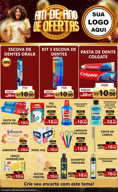 Modelo de Encarte para Encarte Grande com o tema Fim de Ano de Ofertas para Higiene Pessoal