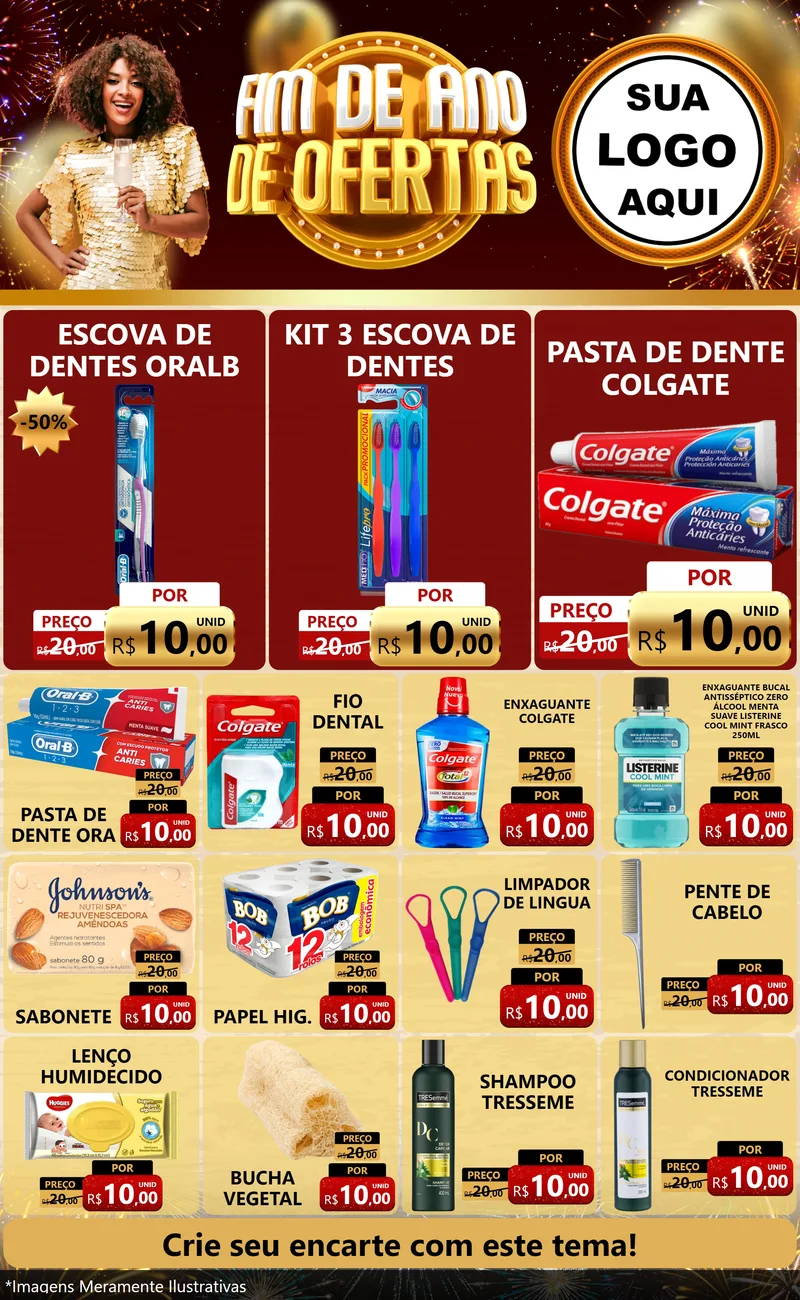 Modelo de Encarte para Encarte Grande com o tema Fim de Ano de Ofertas para Higiene Pessoal