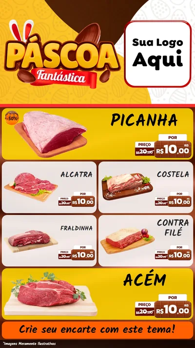 Modelo de TV para TV Vertical com o tema Páscoa Fantástica para Açougue