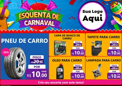 Modelo de Encarte para Encarte A4 Horizontal com o tema Esquenta de Carnaval para Auto peças