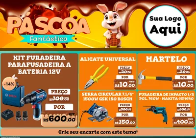 Modelo de Encarte para Encarte A4 Horizontal com o tema Páscoa Fantástica para Maquinas e Ferramentas