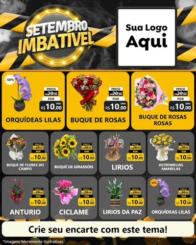 Modelo de Rede Social para Feed Instagram com o tema Setembro Imbatível para Floricultura e jardim