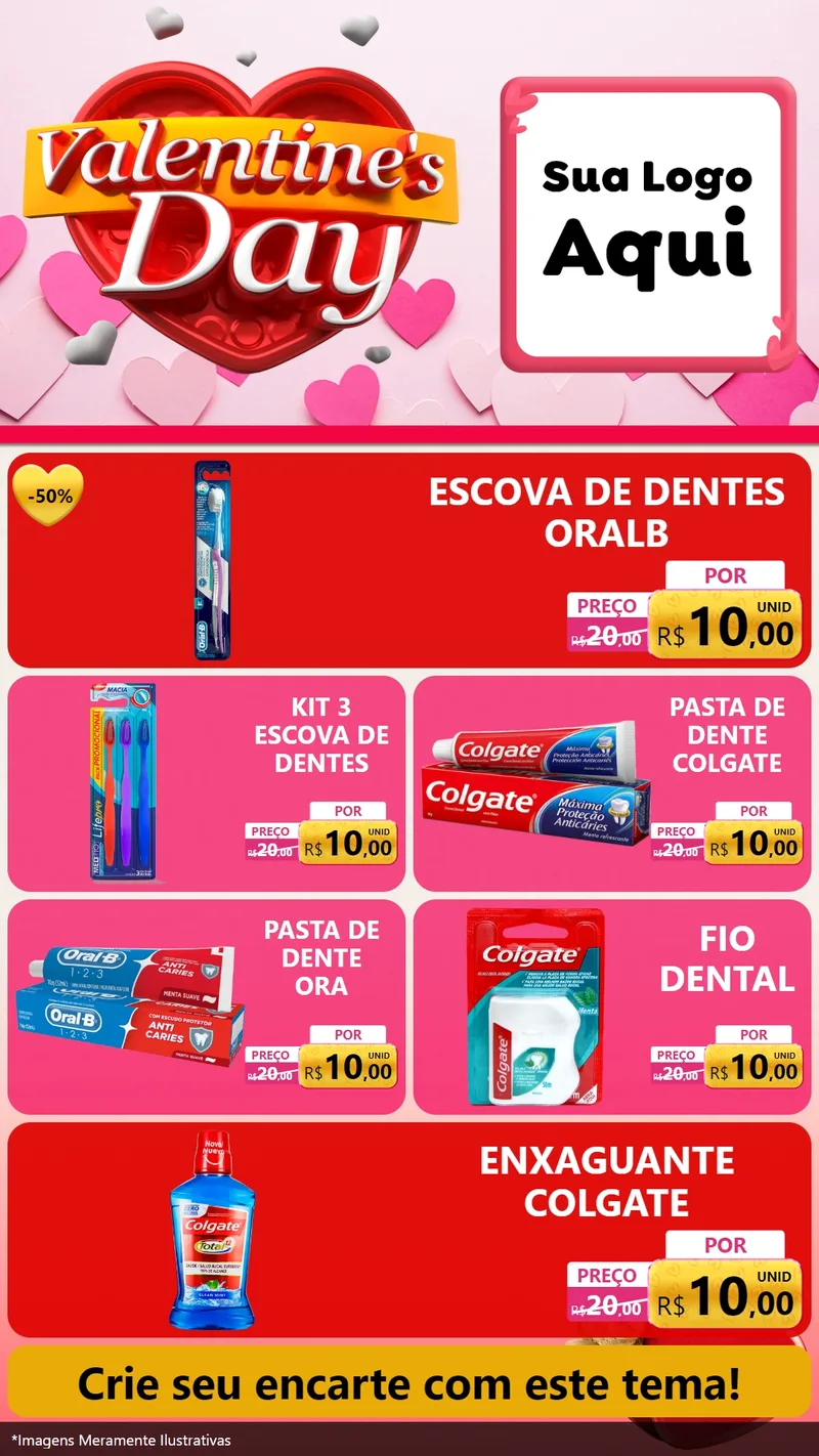 Modelo de TV para TV Vertical com o tema Valentine's Day para Higiene Pessoal