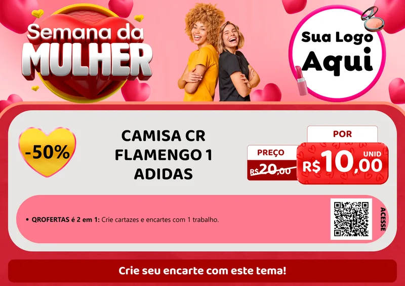 Modelo de Cartaz para Cartaz A4 Horizontal com o tema Semana da Mulher para Roupas e acessórios