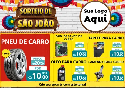 Modelo de Encarte para Encarte A4 Horizontal com o tema Sorteio de São João para Auto peças