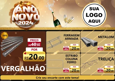 Modelo de Encarte para Encarte A4 Horizontal com o tema Feliz Ano Novo 2027 para Ferragens