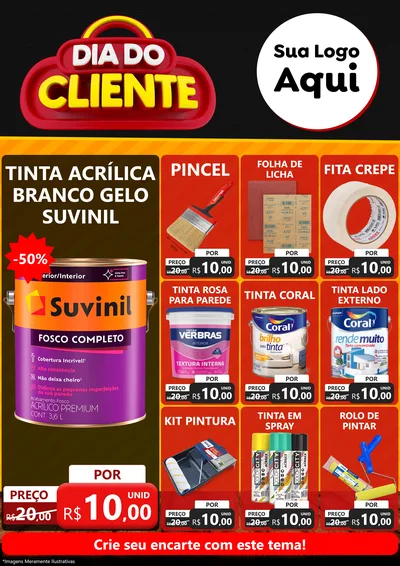 Modelo de Encarte para Encarte A4 Vertical com o tema Dia do Cliente para Tintas e Ferramentas