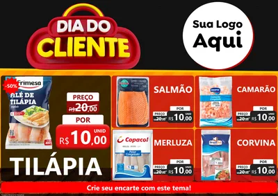 Modelo de Encarte para Encarte A4 Horizontal com o tema Dia do Cliente para Peixaria