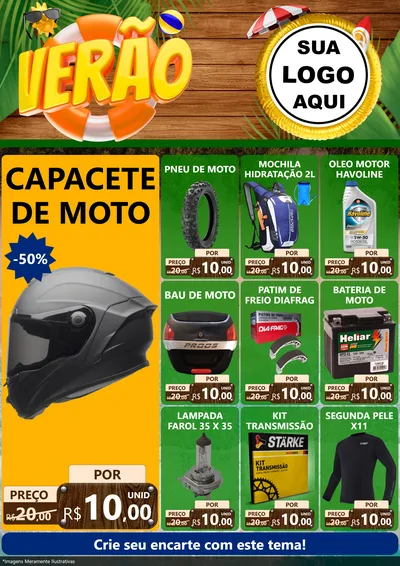 Modelo de Encarte para Encarte A4 Vertical com o tema Verão para Moto peças