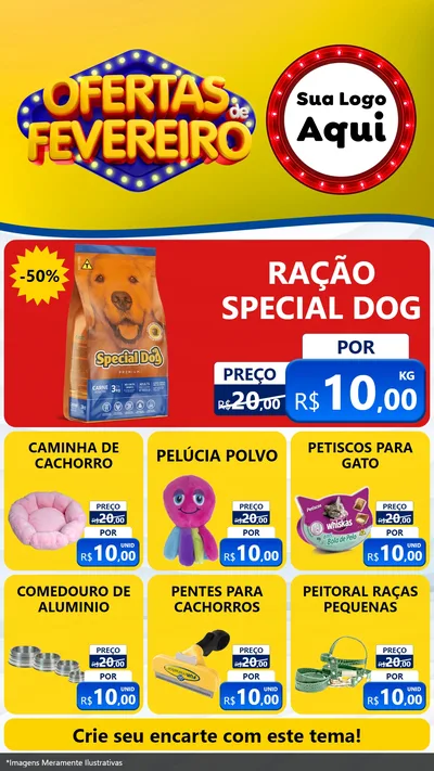 Modelo de Rede Social para Stories com o tema Ofertas de Fevereiro para Pet Shop