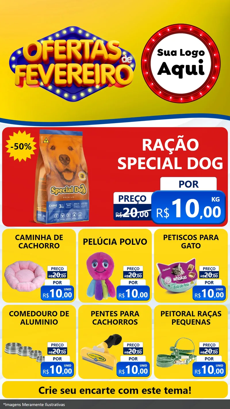 Modelo de Rede Social para Stories com o tema Ofertas de Fevereiro para Pet Shop