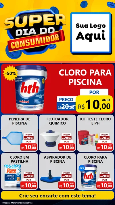 Modelo de Rede Social para Stories com o tema Super Dia do Consumidor para Produtos para Piscina