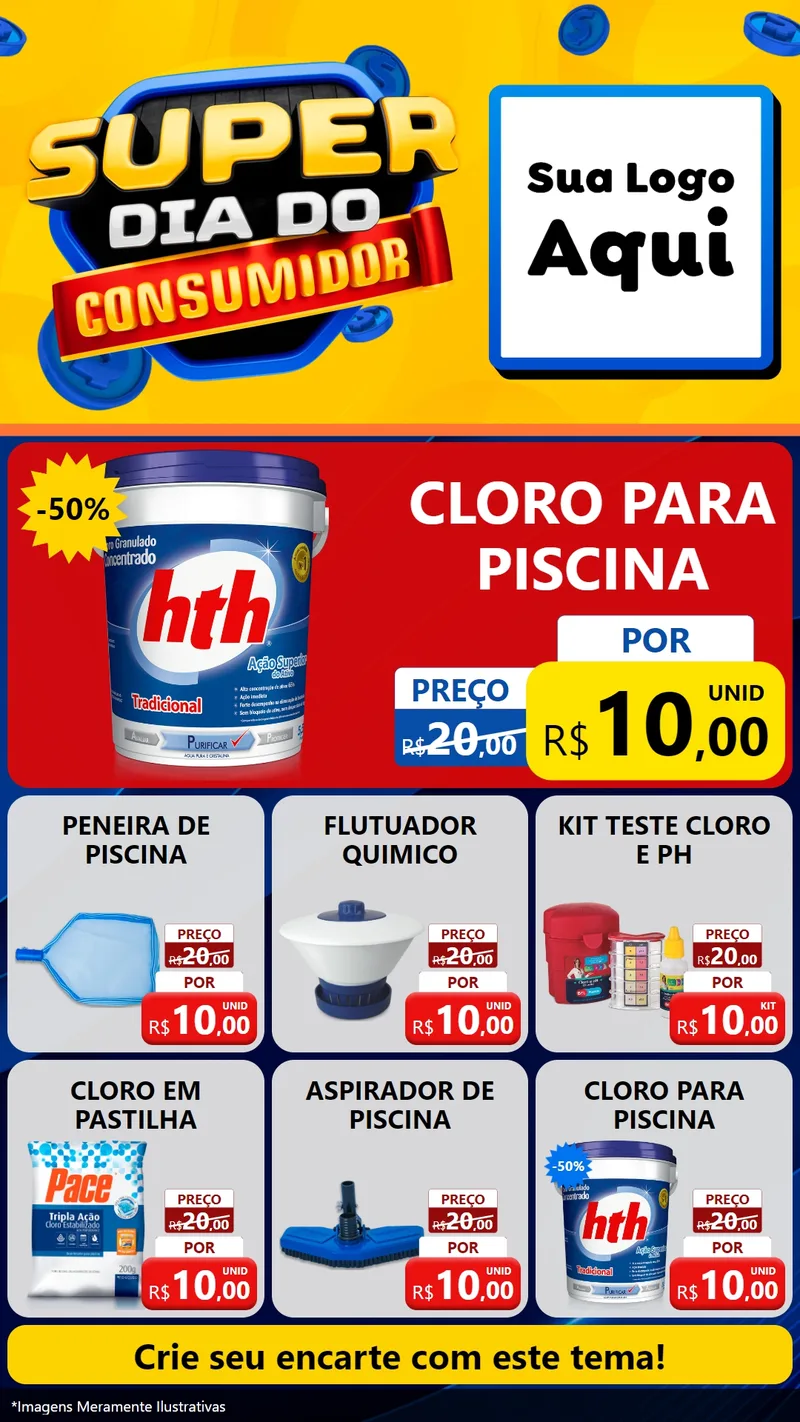 Modelo de Rede Social para Stories com o tema Super Dia do Consumidor para Produtos para Piscina