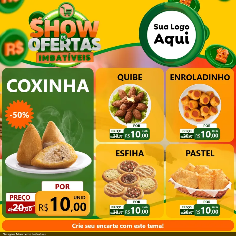 Modelo de Rede Social para Feed Facebook com o tema Show de Ofertas Imbatíveis para Salgadaria
