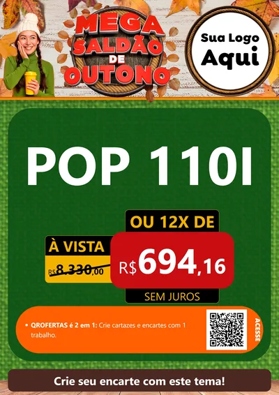 Modelo de Cartaz para Cartaz A4 Vertical com o tema Mega Saldão de Outono para Concessionaria de Motos