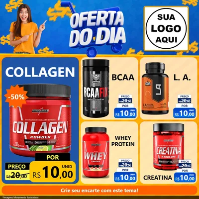 Modelo de Rede Social para Feed Facebook com o tema Oferta do Dia para Suplementos alimentares