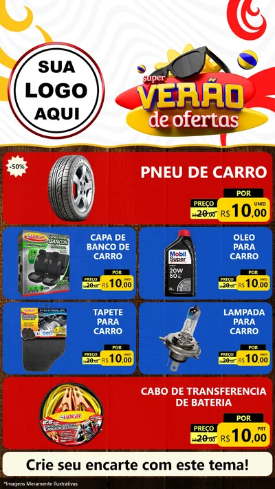 Modelo de TV para TV Vertical com o tema Super Verão de Ofertas para Auto peças