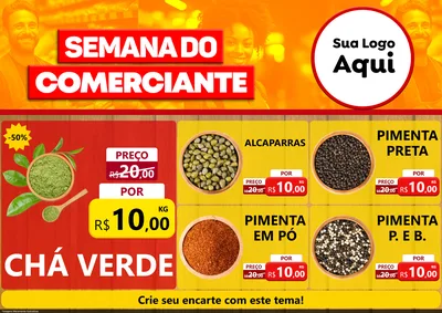 Modelo de Encarte para Encarte A4 Horizontal com o tema Semana do Comerciante para Produtos Naturais